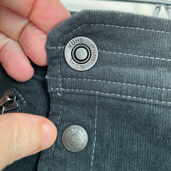 KUHL Streamline Corduroy Mini Skirt Women’s 8 Dark Gray Buttons Zip Pockets - Picture 6 of 16